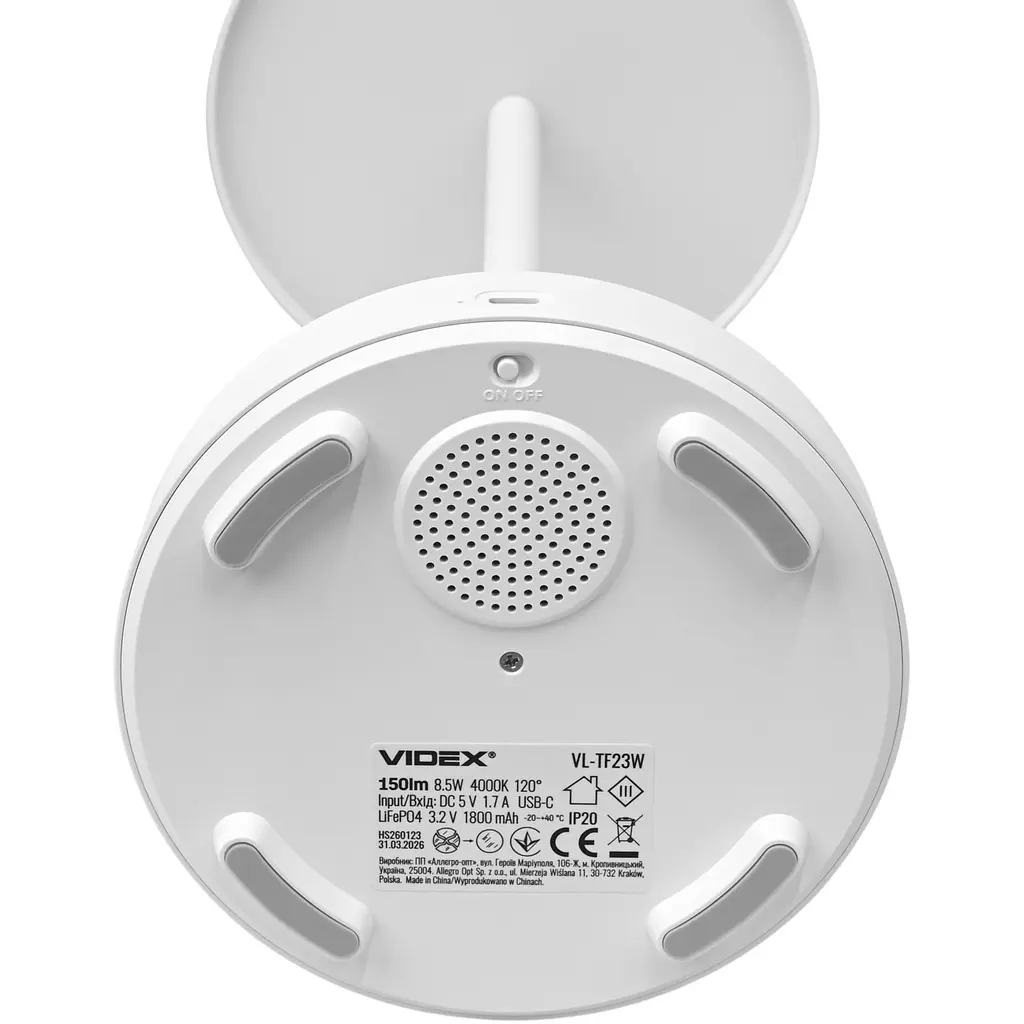 LED лампа настiльна Videx VL-TF23W 8.5W 4000K з акумулятором та RGB біла (VL-TF23W) - фото 4