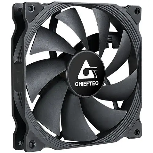 Вентилятор 140 мм, Chieftec, чорний, 140x140x25 мм, до 1200 об/хв, до 20.1 дБ, 4-pin (PWM), гідродинамічний підшипник