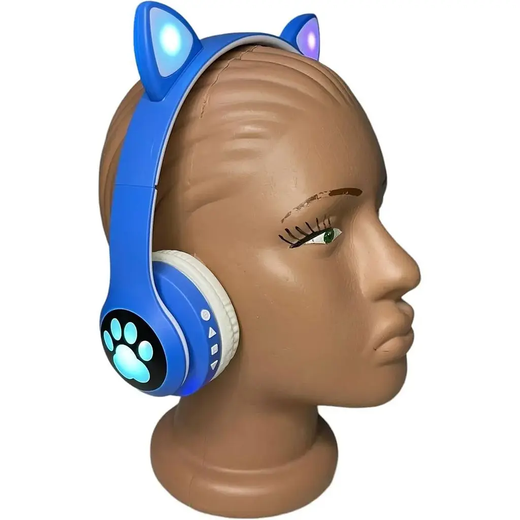 Бездротові навушники Opt-Top cat ear vzv-23m з підсвічуванням + FM-радіо + MicroSD Bluetooth сині (1756375582) - фото 3
