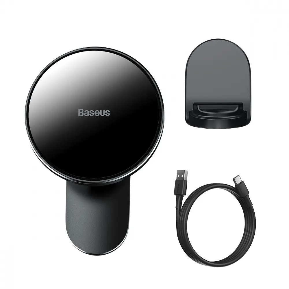 Автодержатель с беспроводной зарядкой для iPhone 12 Baseus Big Energy 15W black (31750) - фото 7