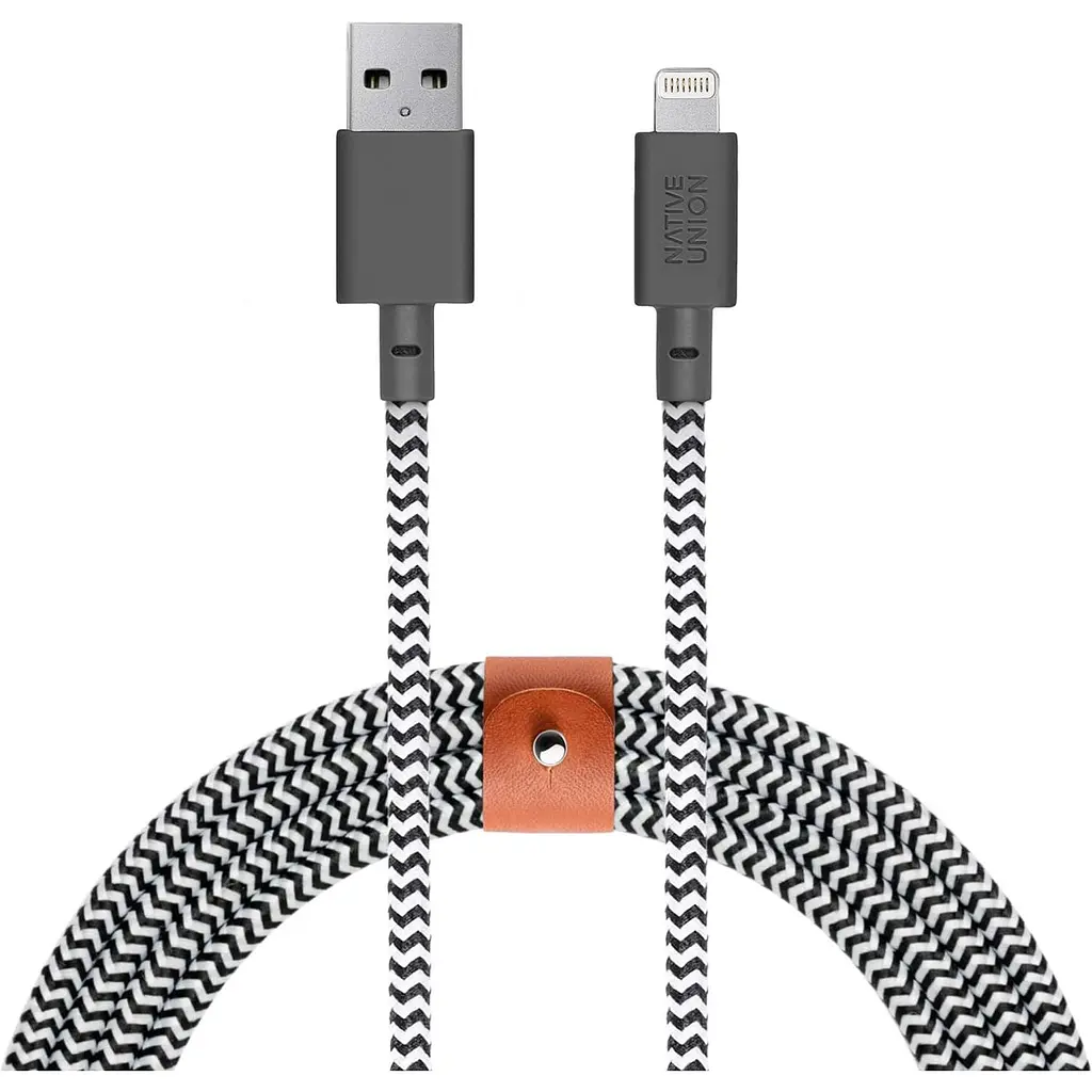 Кабель Native Union Belt Cable XL Lightning Zebra 3 м (BELT-L-ZEB-3-NP) - фото 2