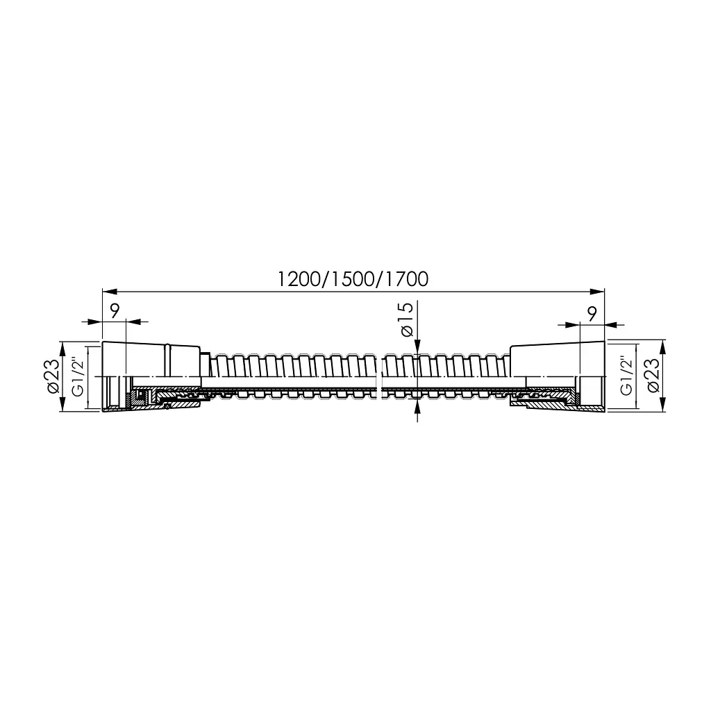 Шланг для душу Imprese LSR SS 1200 мм anti-twist хром f03600101SD, Хром - фото 2