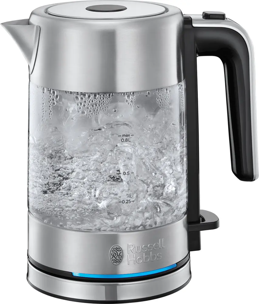 Электрочайник Russell Hobbs Compact Home 0.8 л стекло подсветка серебристо-черный kuh0015331 - фото 2