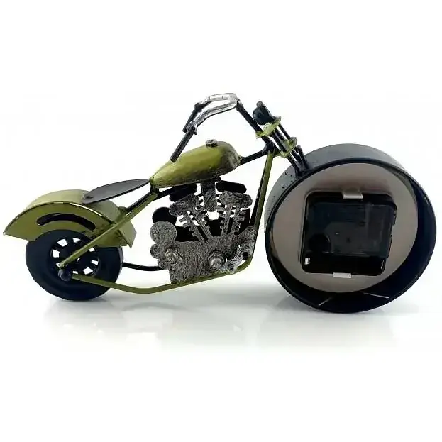 Часы настольные Мотоцикл зеленый 28х15х7.5 см - фото 3