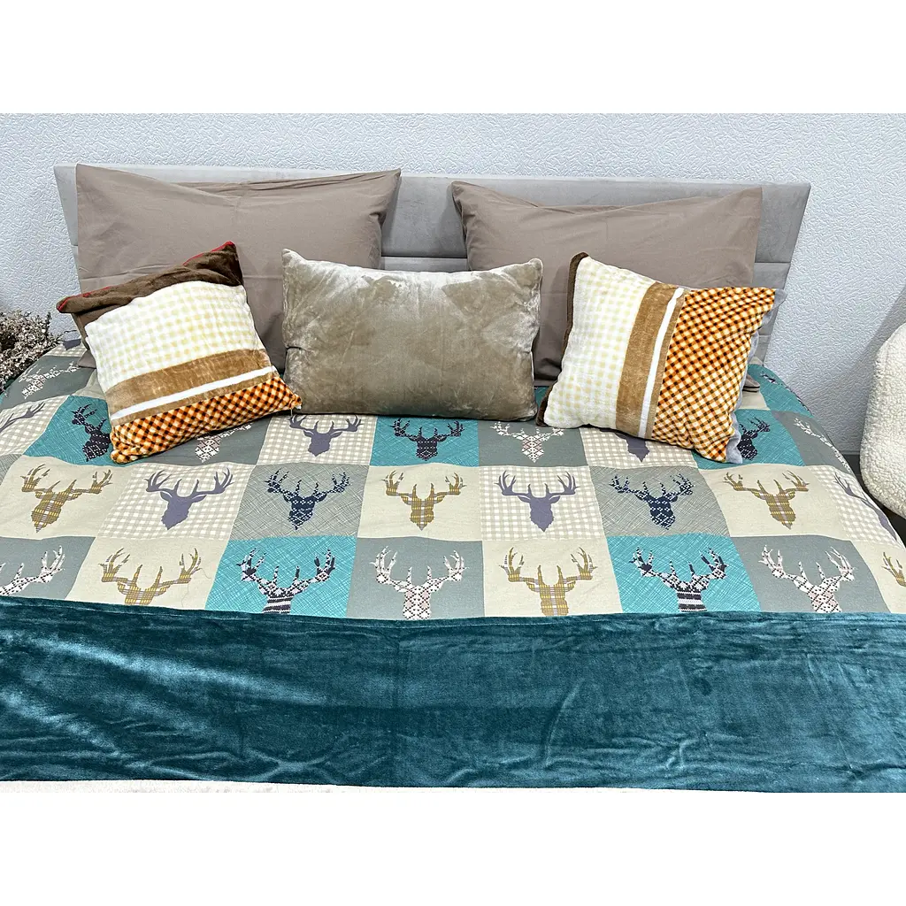 Комплект постільної білизни Ecotton двоспальний 29345-3 Оленi на зеленому (24414) - фото 2