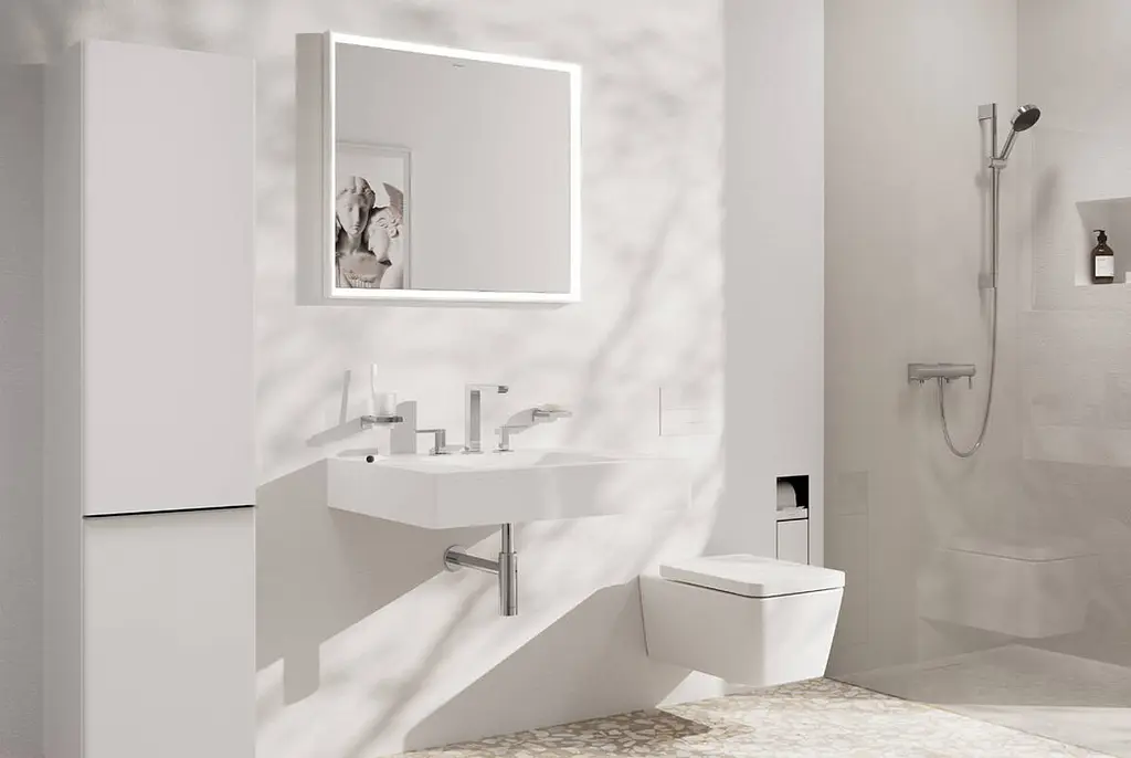 Вбудований тримач туалетного паперу з йоржиком Hansgrohe XtraStoris Rock з дверцятами під облицювання плиткою matt white 56062700 - фото 4