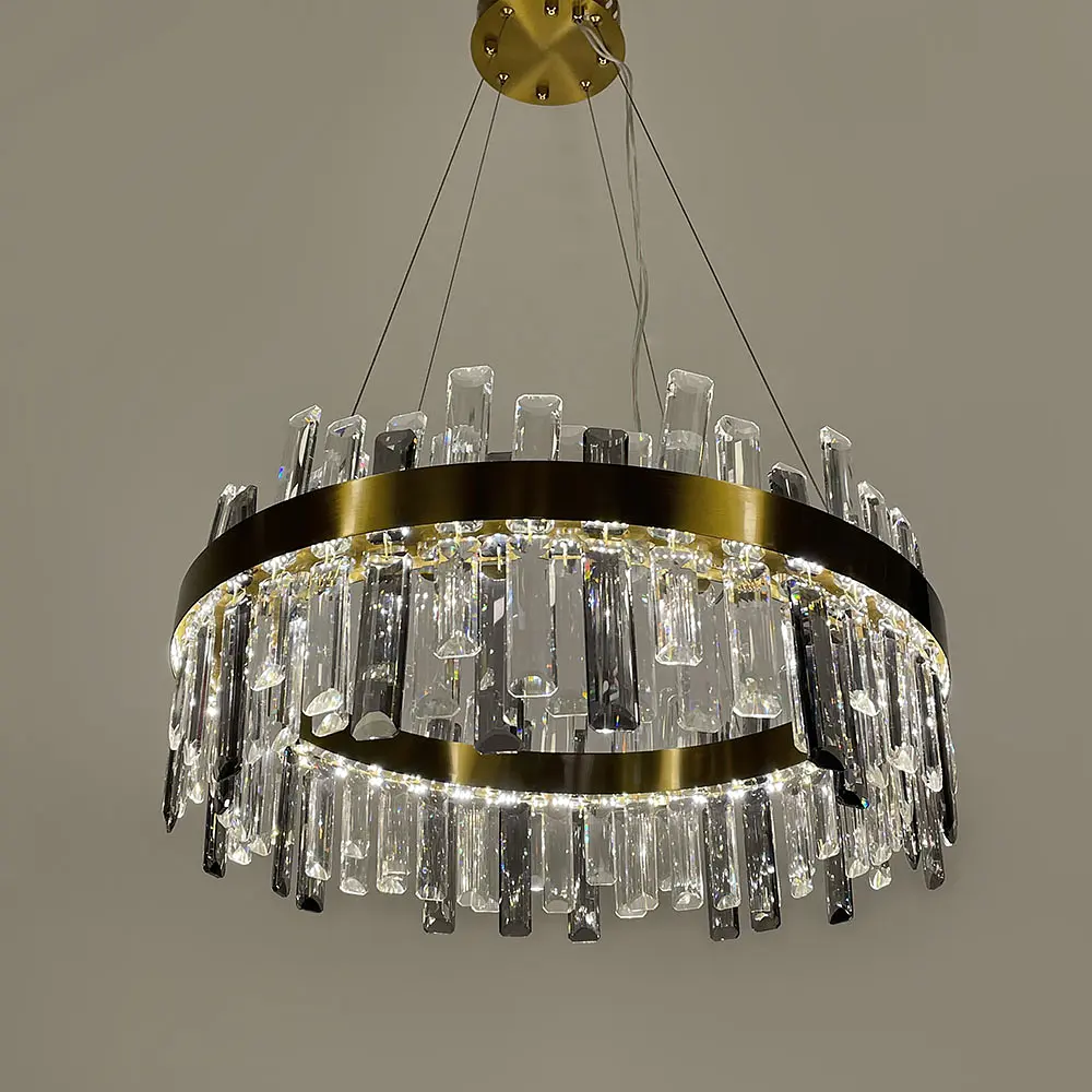 Подвесная кольцевая люстра с хрусталем в латунном корпусе Ø 60 см | Ст. MJ 210-600 AB | Line F - фото 5