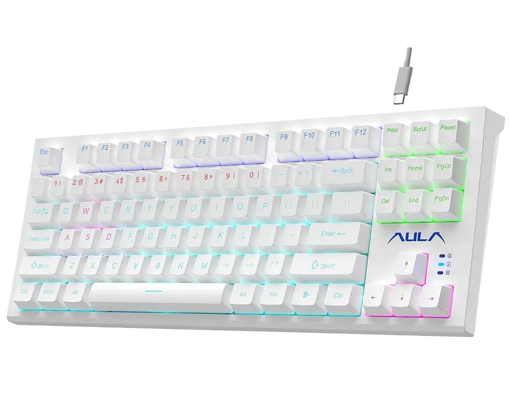 Клавіатура ігрова механічна Aula Mechanical F-3032 White keycaps + 21 Yellow keys KRGD Red - фото 3