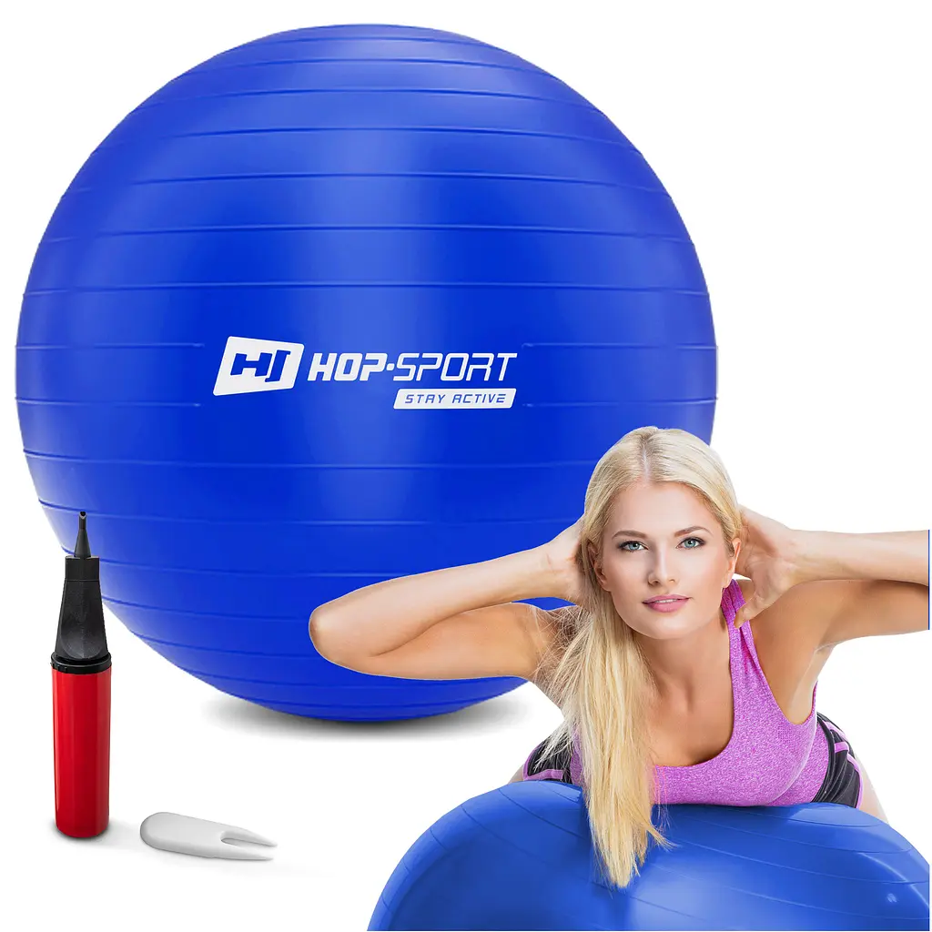 Фітбол Hop-Sport 55см синій + насос 2020 - фото 3