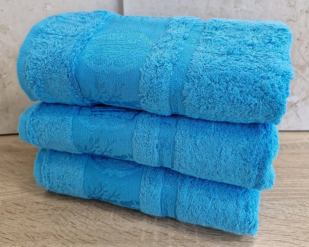 Набір турецьких бамбукових махрових рушників Zeron 3 штуки 50х90 Bamboo Turquoise - фото 2