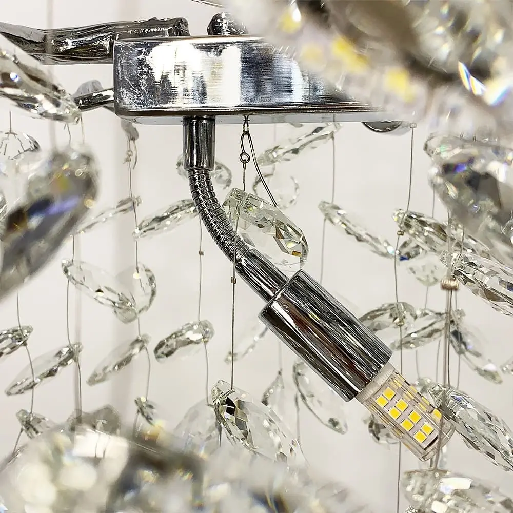 Удлиненная серебряная люстра DIAMINA с хрустальными камнями в корпусе 120 см | Ст. 33007-L1200*400 CH | Line F - фото 6