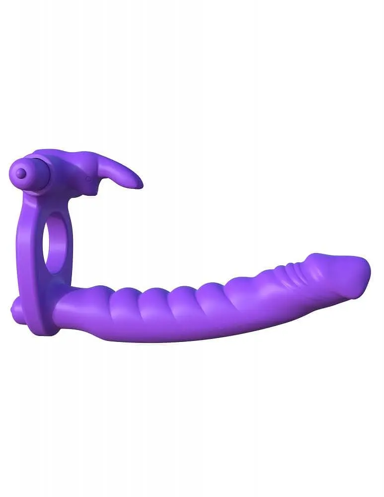 Насадка для подвійного проникнення Pipedream Silicone Double Pene Rabbit, 10х2.8 см (фіолетовий)