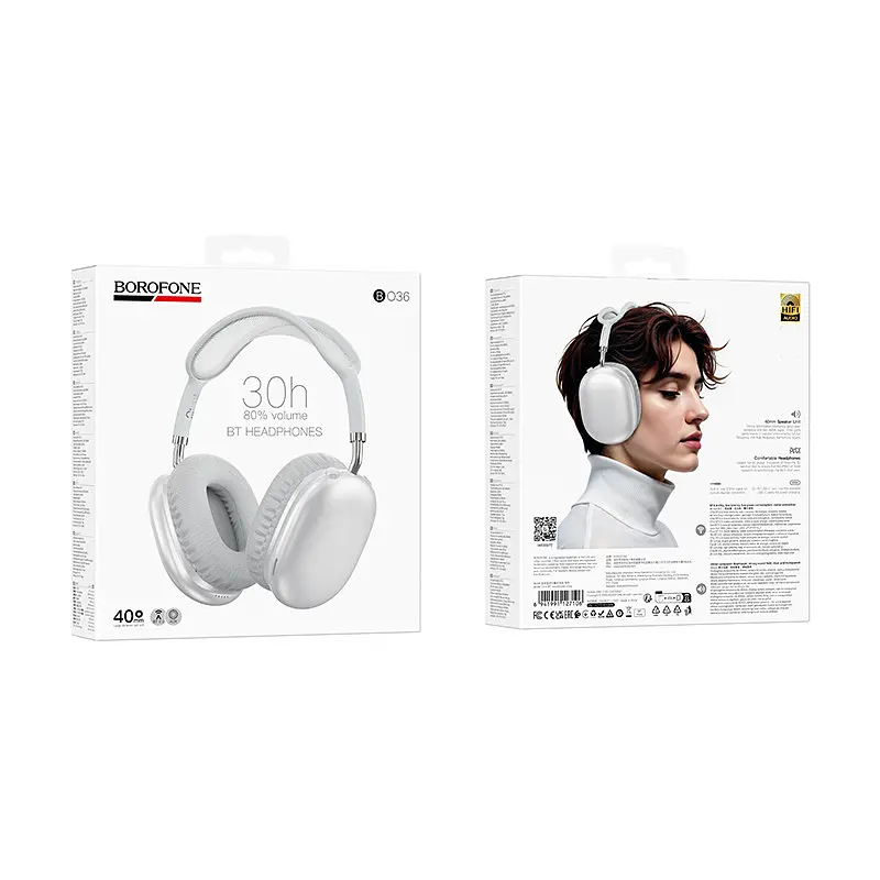 Бездротові накладні навушники BOROFONE BO36 Tone BT headphones Сріблястий - фото 2