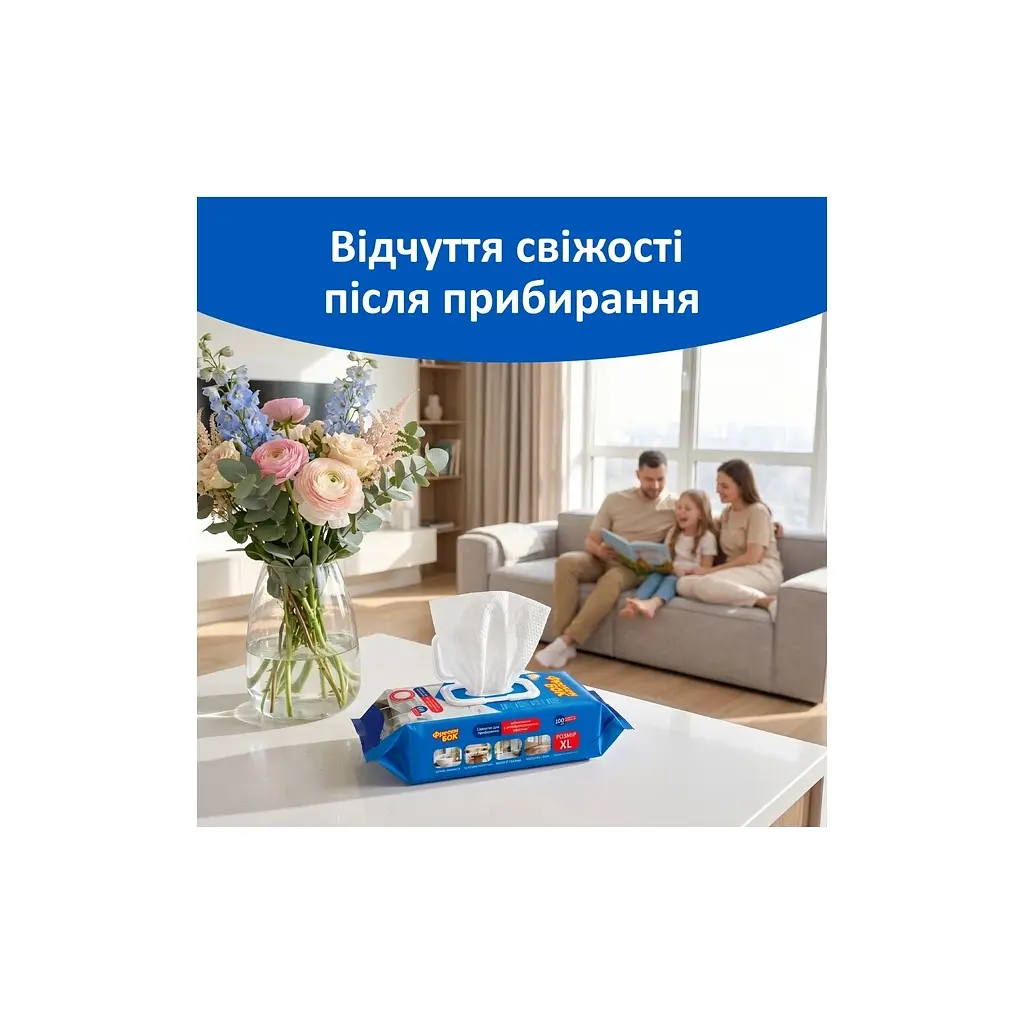 Серветки для прибирання Фрекен БОК Вологі Універсальні з антибактеріальним ефектом XL 100 шт. (4823071672015) - фото 8