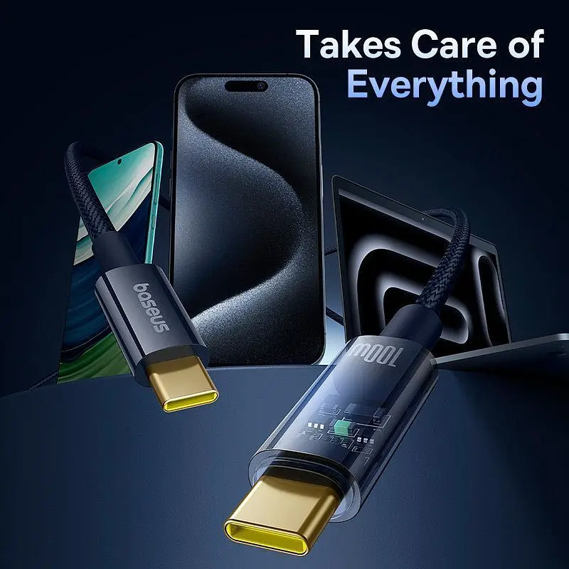 Кабель Baseus Explorer with Auto Shutdown USB-C to USB-C 100w 2m Deepsea Blue (P10319704321-01) [152044] - фото 7
