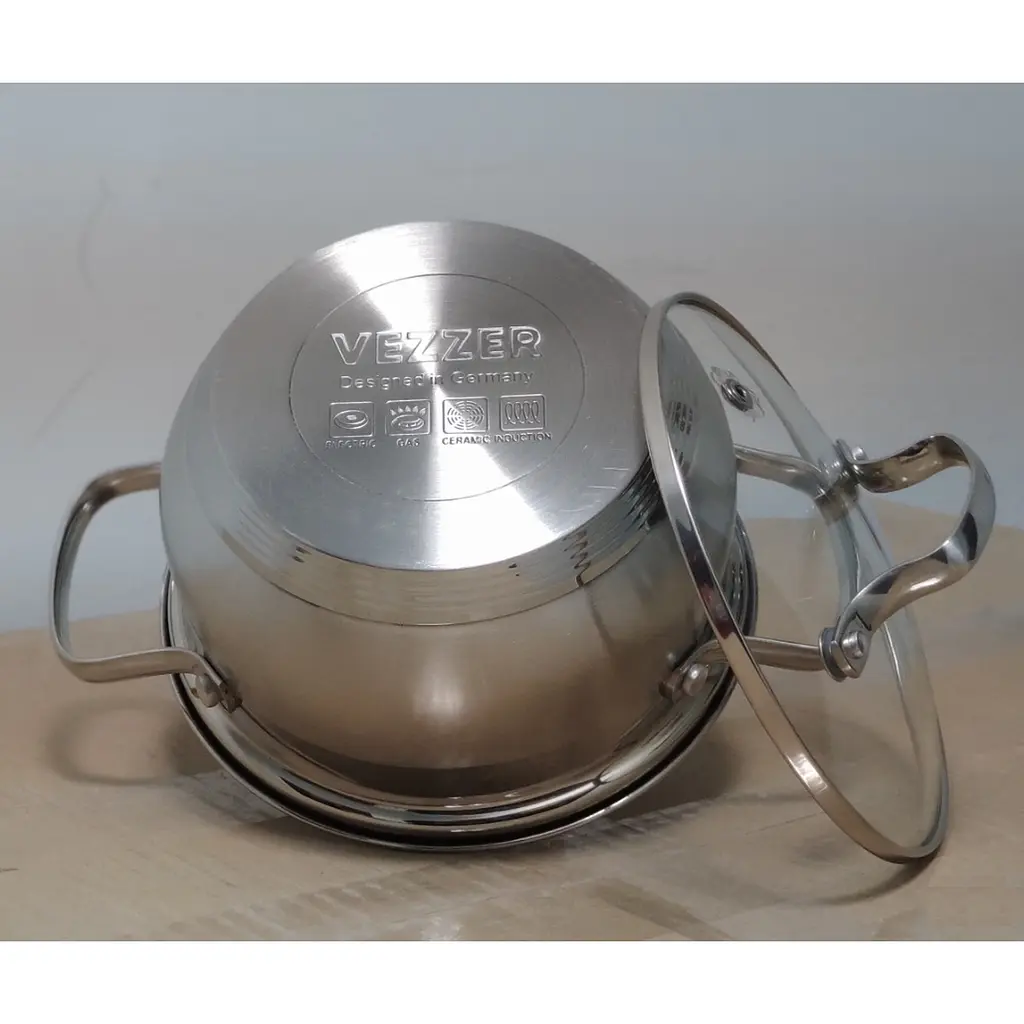 Каструля Vezzer зі скляною кришкою 16 см 1.5 л (VZ12141R-16C)  - фото 4