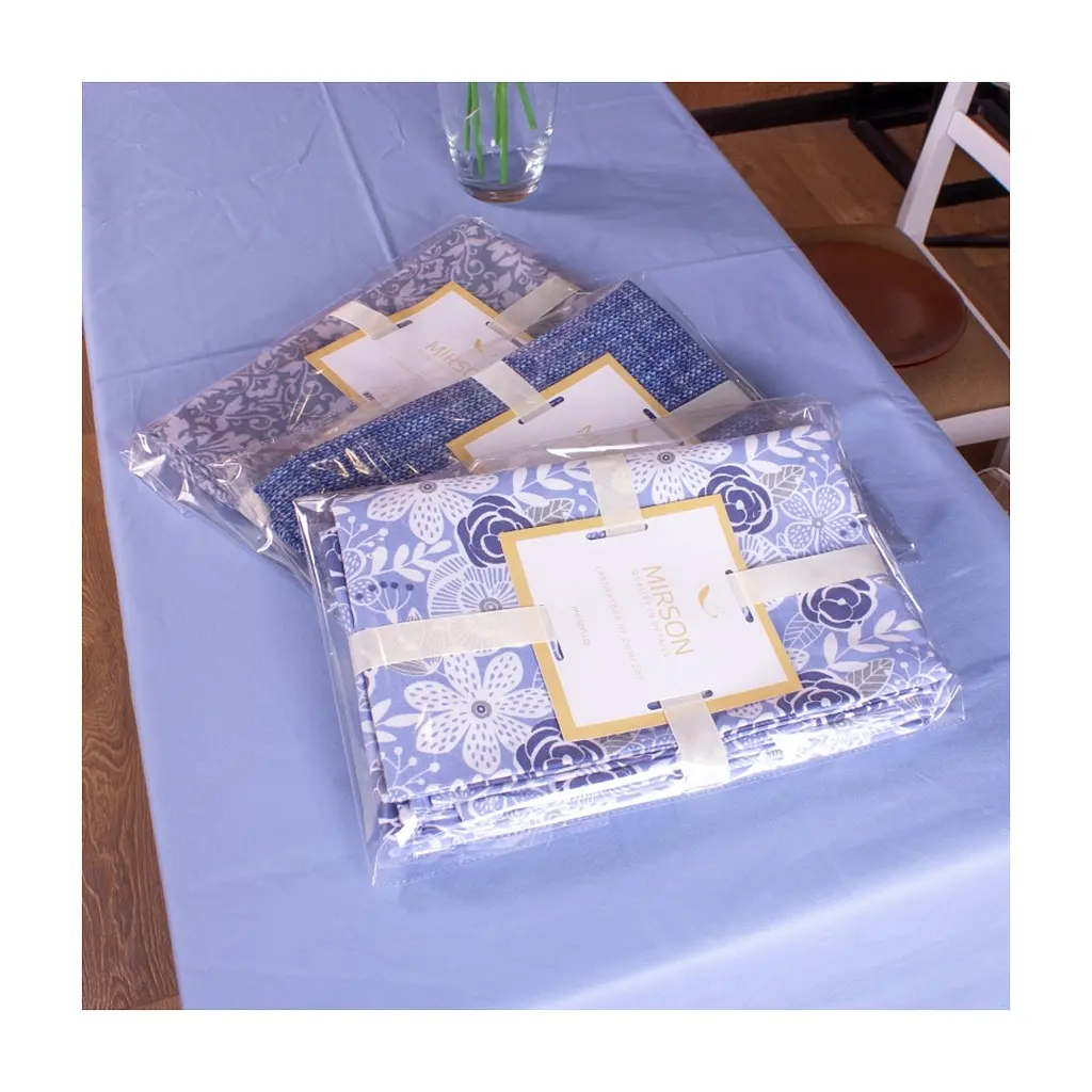 Скатертина MirSon Рогожа №217 Blue Patterns 130x130 см (2200006738541) - фото 4