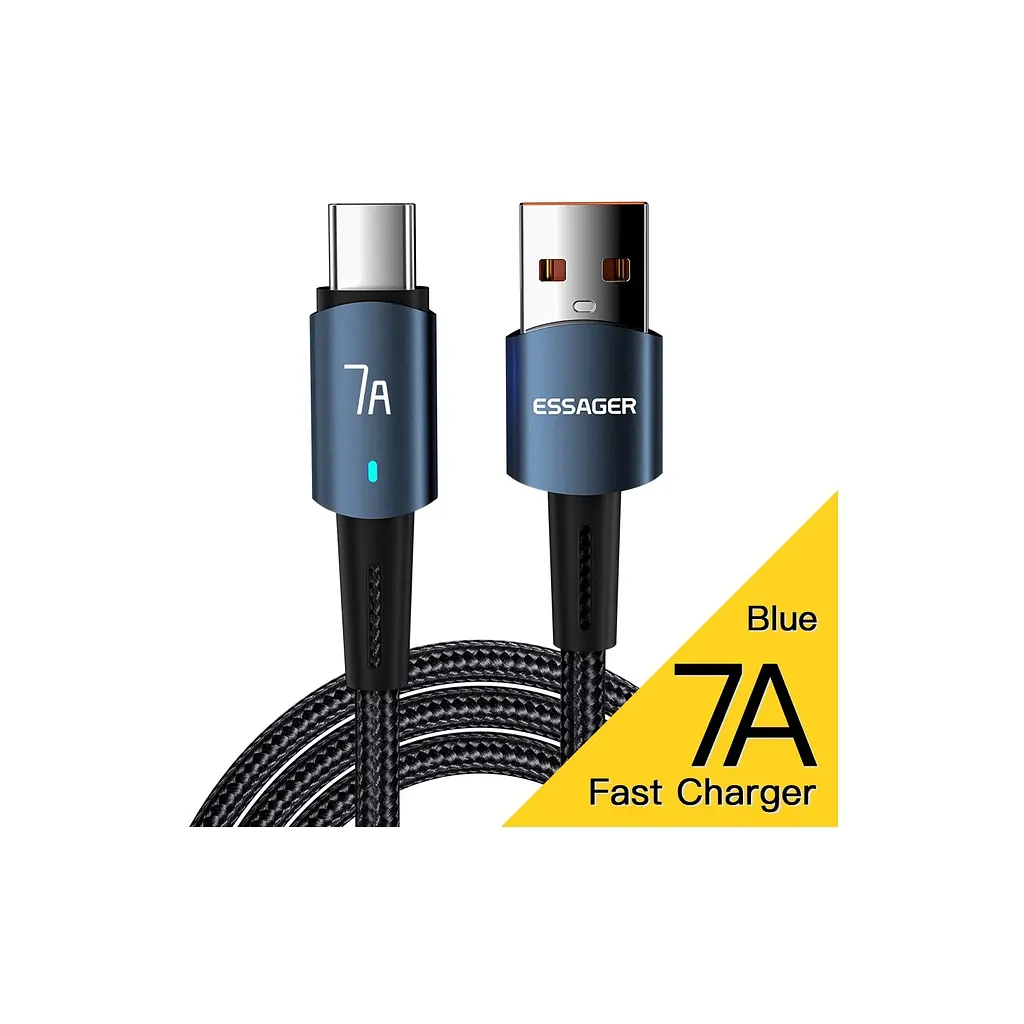 Дата кабель USB 2.0 AM to USB-C 2.0m 100W blue Essager (EXC7A-CGA03-P) - фото 2