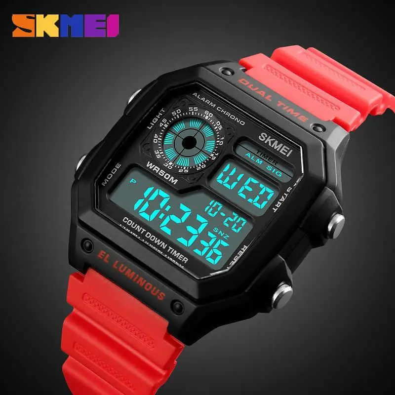 Мужские спортивные наручные часы Skmei 1299 Красный - фото 4