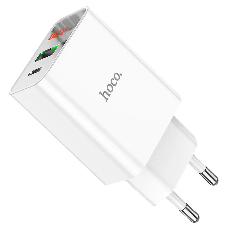 МЗП Hoco C100A with digital display PD20W+QC3.0 (1USB-A/1C) White - фото 5