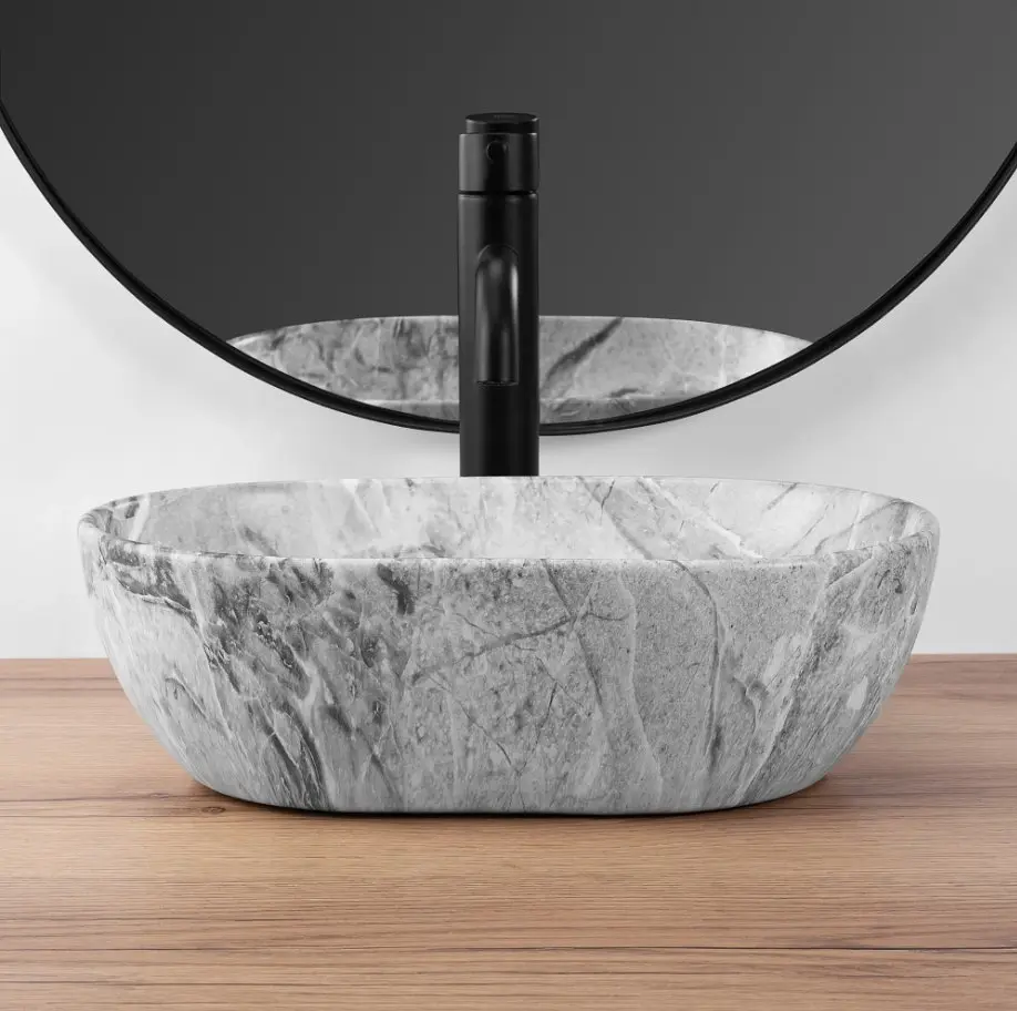 Умивальник Rea Amelia Mini 38x26 stone matt (REA-U9109), Матова - фото 3