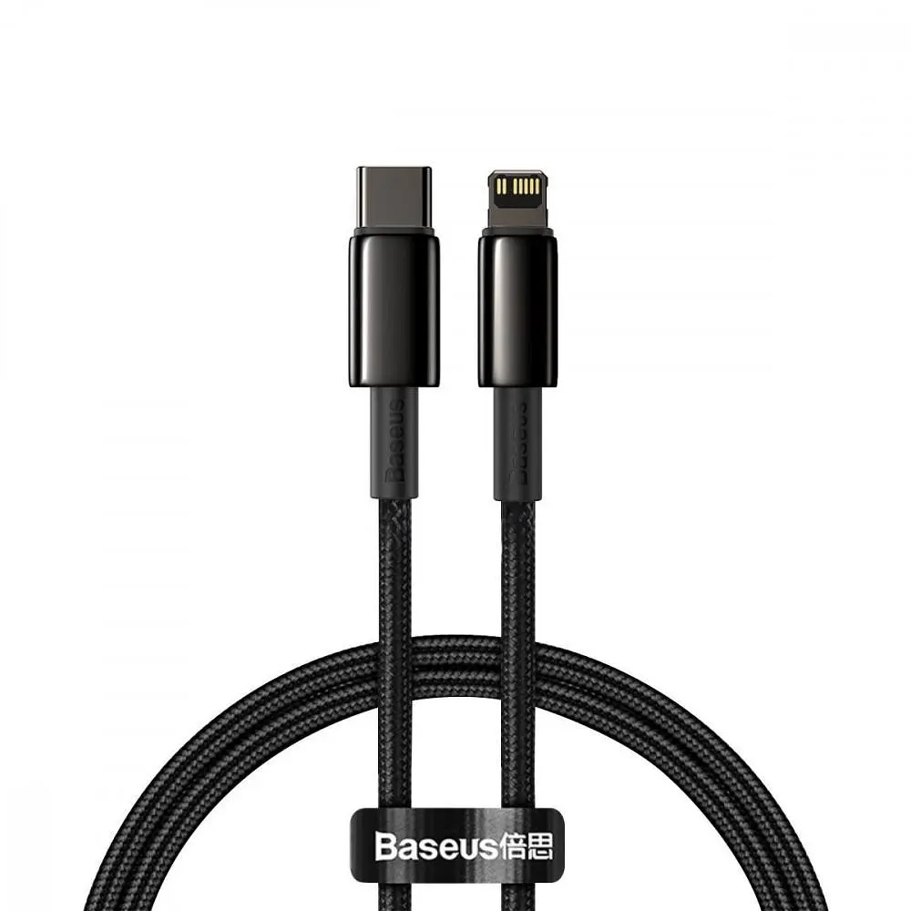 Кабель Baseus Tungsten Gold Fast Charging Type-C to Lightning PD 20W (1m) black (CATLWJ-01) - фото 6