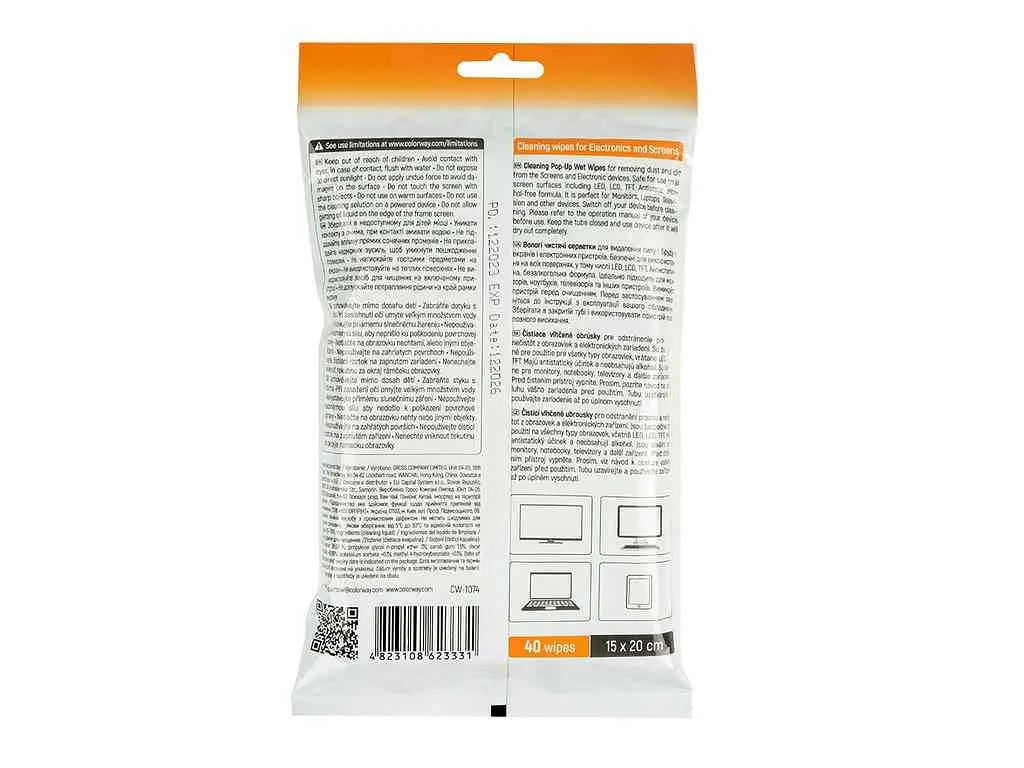 Чистячі серветки для LCD та TFT СolorWay 40шт CW-1074 - фото 7