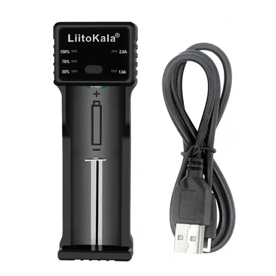 Зарядний пристрій для акумуляторів Liitokala 1 Slot, LED disp, USB, Li-ion/3.7V/3.8V, Li-Fe/3.2V, Ni-MH/1.2V (Lii-100C) - фото 2