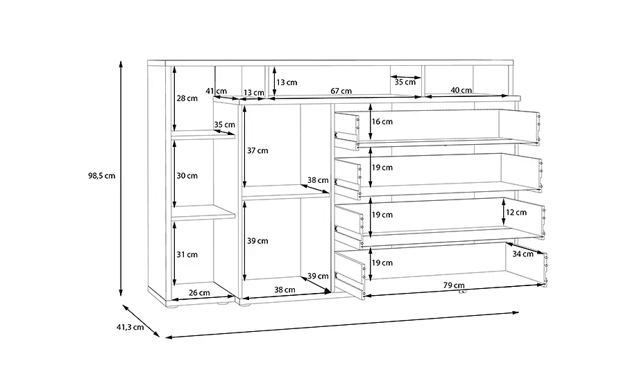 Комод 1д3ш Forte Meble Mayacus JCKK351L - фото 4