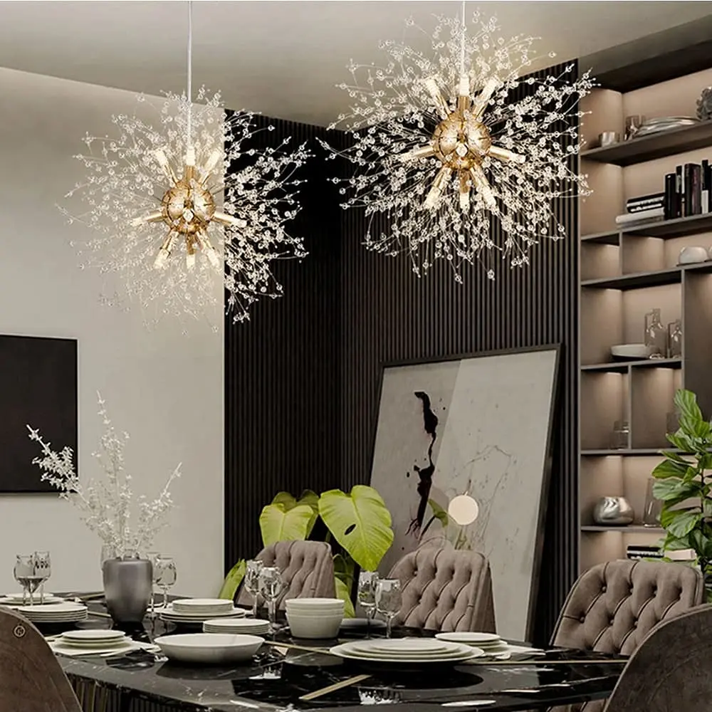 Пухнастий підвісний світильник-кулька у вигляді кульбаби в золотому корпусі Ø 55 см | Арт. AS 155/550 P GD | Line F - фото 6