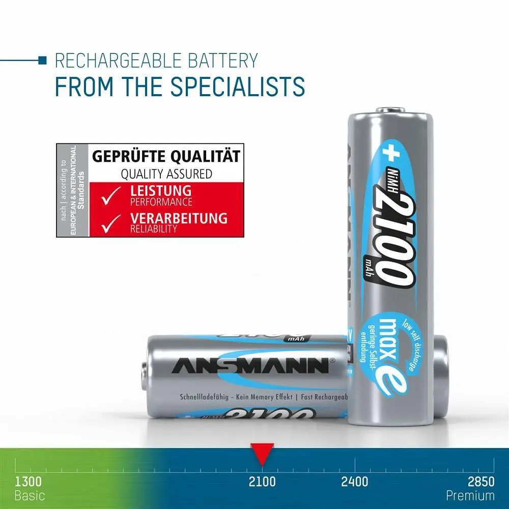 Акумулятори Ansmann AA/HR06 NI-MH 2100 mAh BL 4 шт (5035052) - фото 2