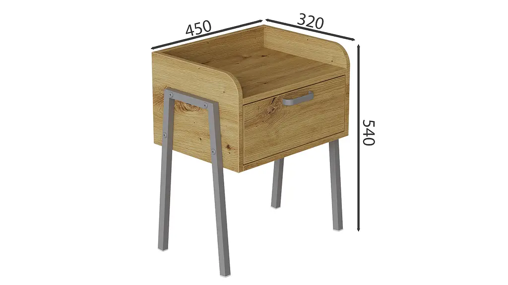 Тумба модульная Ferrum-decor Бетти 540x450x320 металл Серый ДСП Дуб Артизан 16 мм (FRD-103002) - фото 3