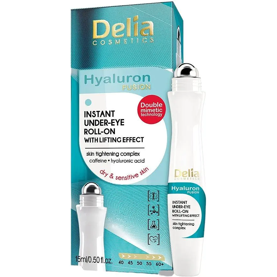 Гель-лифтинг для кожи вокруг глаз Delia Cosmetics Roll-On Under Eye Ролл-он Hyaluron Fusion 15 мл - фото 2