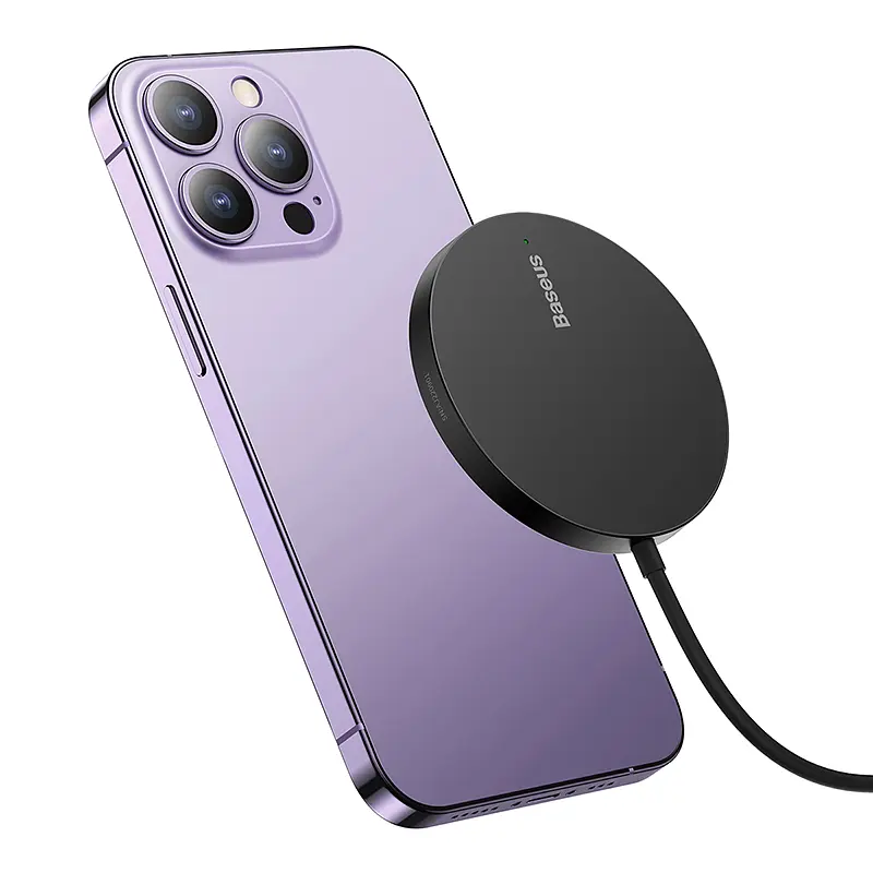 Бездротовий зарядний пристрій Baseus Simple Mini3 Magnetic Wireless Charger 15W Black (CCJJ040001) - фото 4