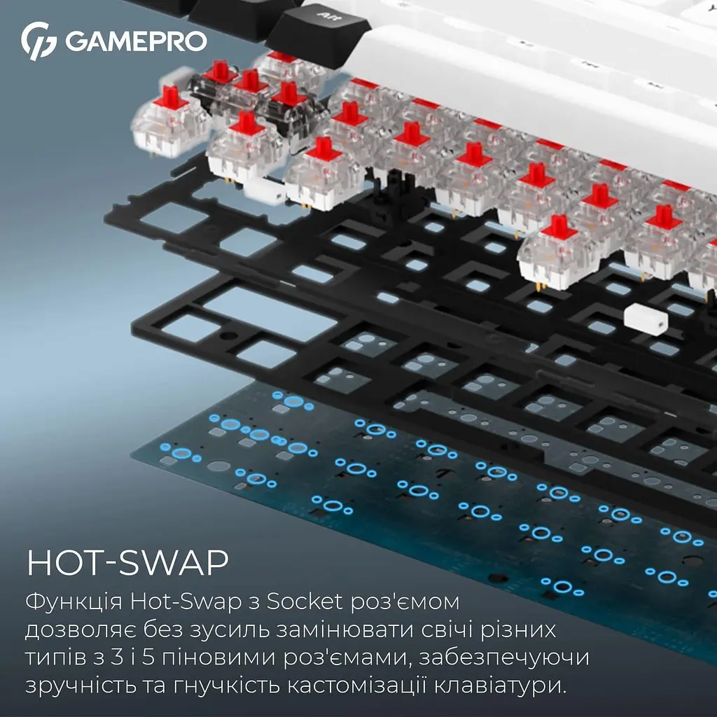 Клавіатура GamePro Asgard Valhalla 65% Compact QLAB Orange Switches (MK210W Pro) - фото 11