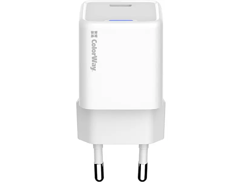 Мережевий зарядний пристрій ColorWay GaN Mini 25 W 1xUSB-C Fast Charging White (CW-CHS052PD-WT) - фото 2