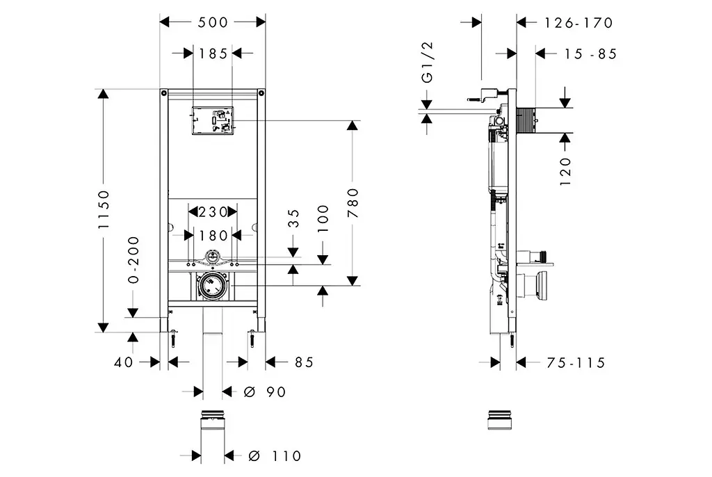 Інсталяція для унітаза Hansgrohe iFrame Universal 1120 01022180 - фото 2