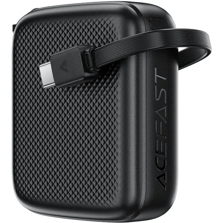 Універсальна мобільна батарея Acefast 10000mAh 20W PD,QC3.0 USB-C In/Out with build Type-C cable M15 Black (6974316283973) - фото 7