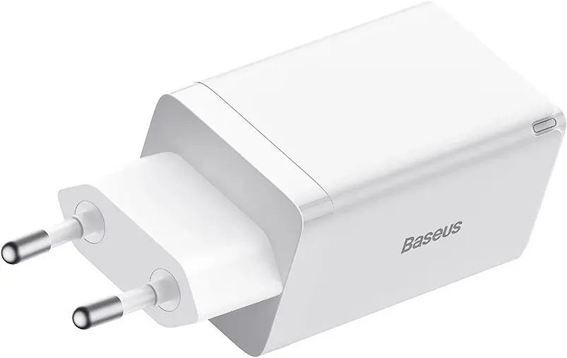 Мережевий зарядний пристрій Baseus GaN5 Pro 2C+U 65W EU with Type-C to Type-C 1m white (CCGP120202) - фото 4