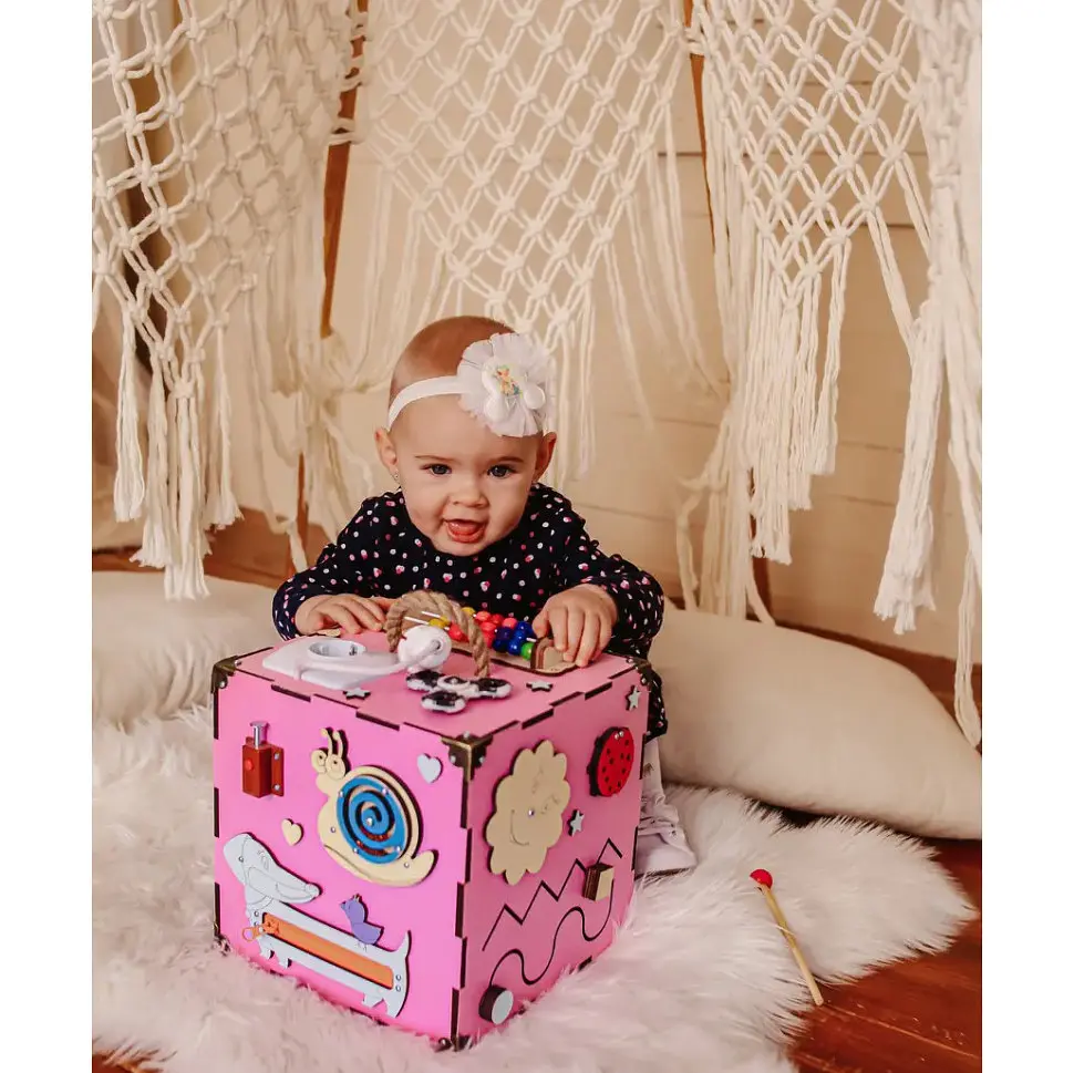 Развивающая игрушка Бизикуб Temple Group TG200162 23х23х23см Розовый - фото 6