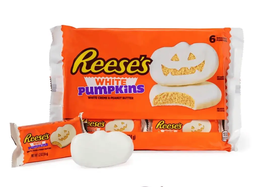 Шоколадні цукерки Reese's Halloween White Creme Peanut Butter Pumpkin Candy Pack 6шт x 34г - фото 2