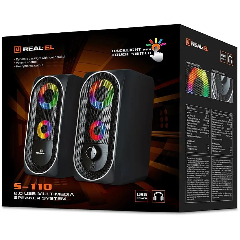 Компьютерные колонки 2.0 REAL-EL S-110 - фото 4