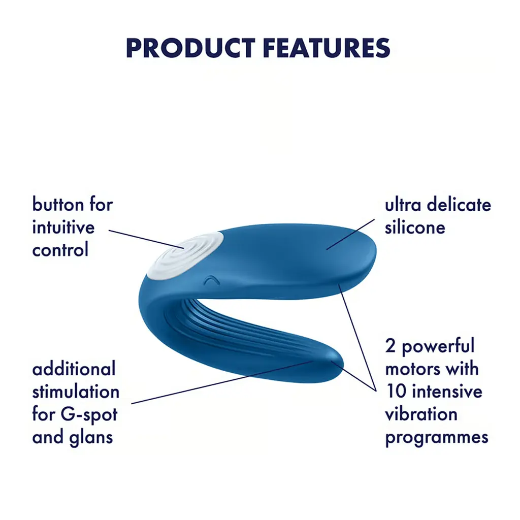 Вібратор для пар Satisfyer Double Whale синій - фото 3