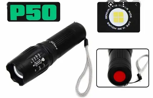 Ліхтарик з механічним зумом ручний BL-200-P50 акумуляторний 1х18650 або 3xAAA 5 режимів (100%, 75%, 50%, миготливий / стробоскоп, SOS) - фото 5