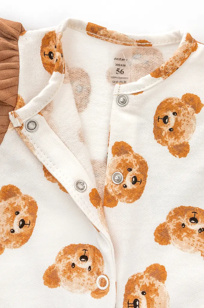 Комбінезон для дівчинки на кнопках з крильцями та пов'язкою Girl Bears з начосом - фото 2