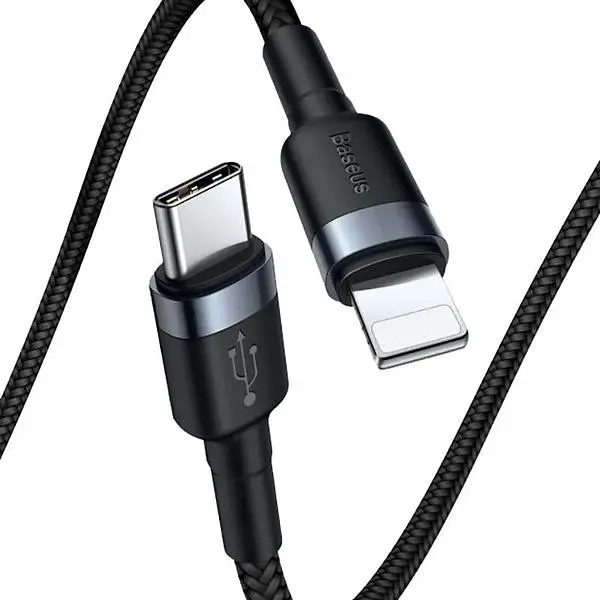 Кабель Baseus Cafule cable Type-C to iP PD 18W/20W 1m Gray+Black - фото 2