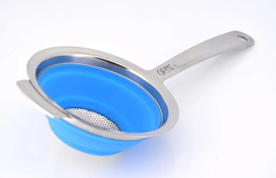 GIPFEL Друшляк складаний з ручкою 10 см синій (силікон, нерж сталь) 2607 GIPFEL