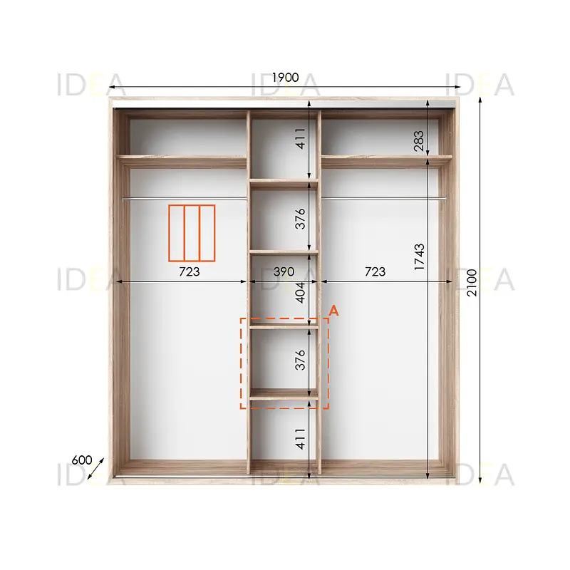 Шафа-купе Idea серія 6 190 x 60 x 210 см Дуб сонома - фото 2