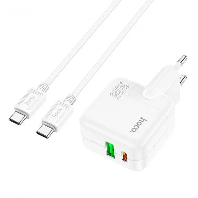 Зарядное устройство Hoco C111A 2 порта USB A+C 30 W с кабелем type-C - фото 5