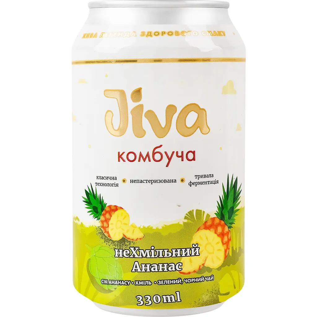 Напій Jiva Комбуча неХмільний Ананас з соком ананасу та екстрактом хмелю 0.33 л - фото 2